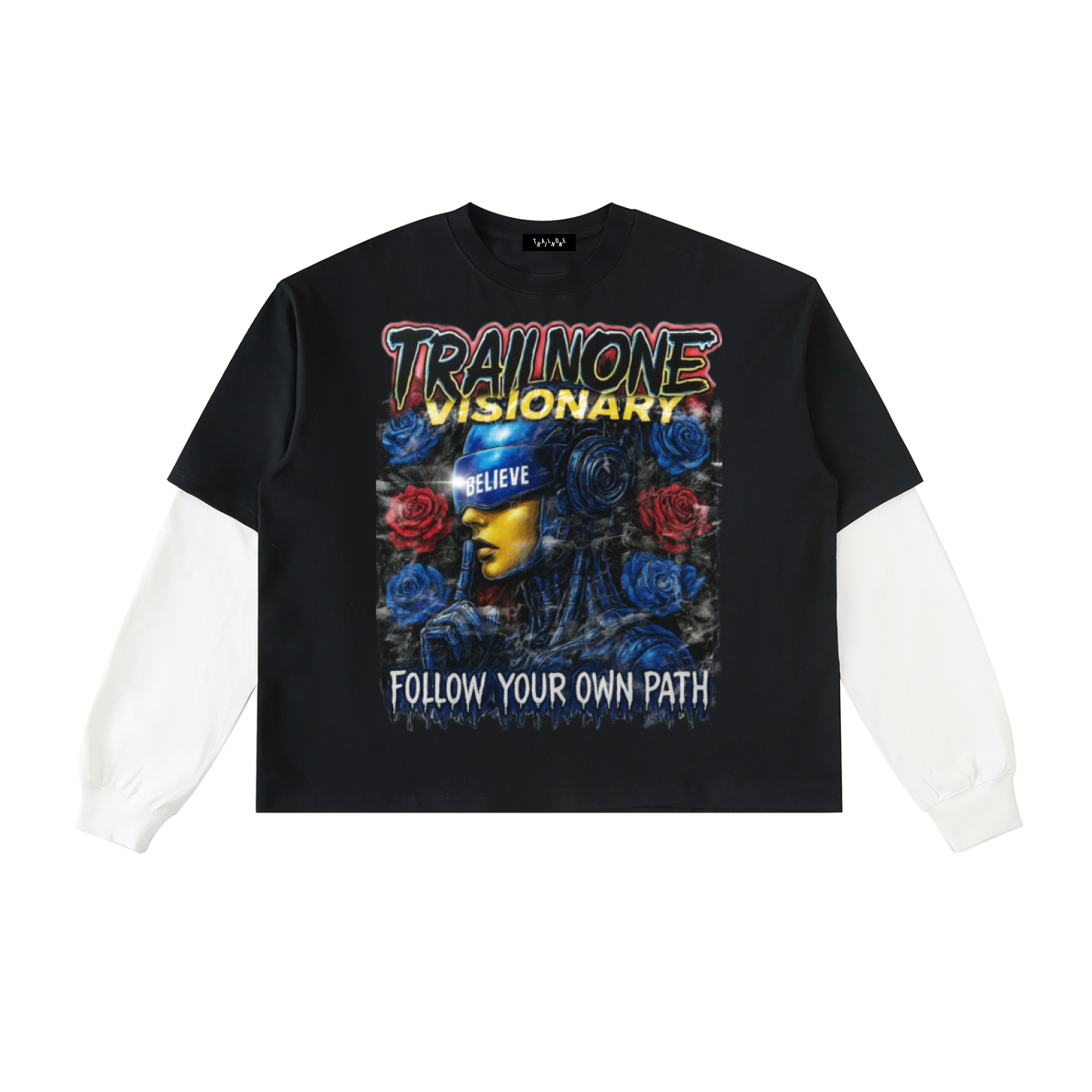 Layered Two-Tone Graphic T-Shirt