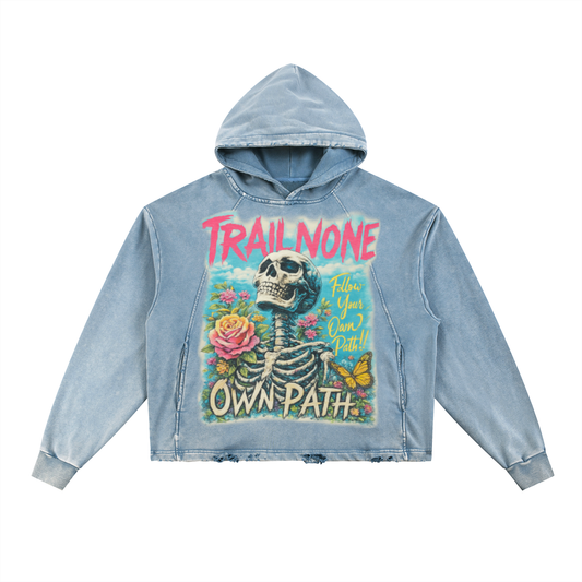 Vintage Washed Frayed-Hem Hoodie