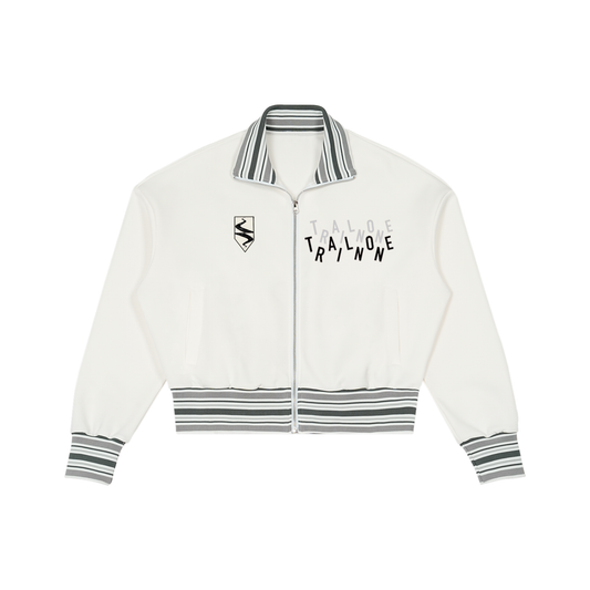 Striped Rib Collar Zip Jacket