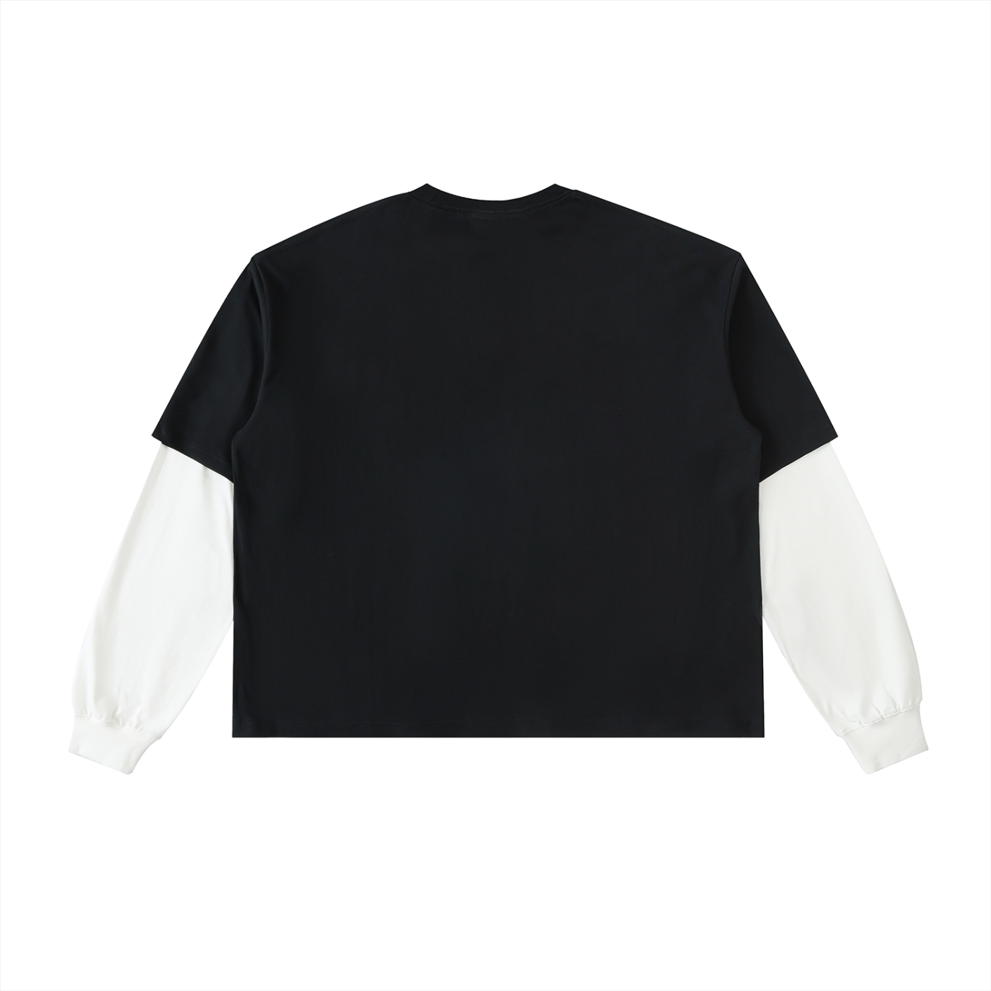 Layered Two-Tone Sleeve Cotton T-Shirt