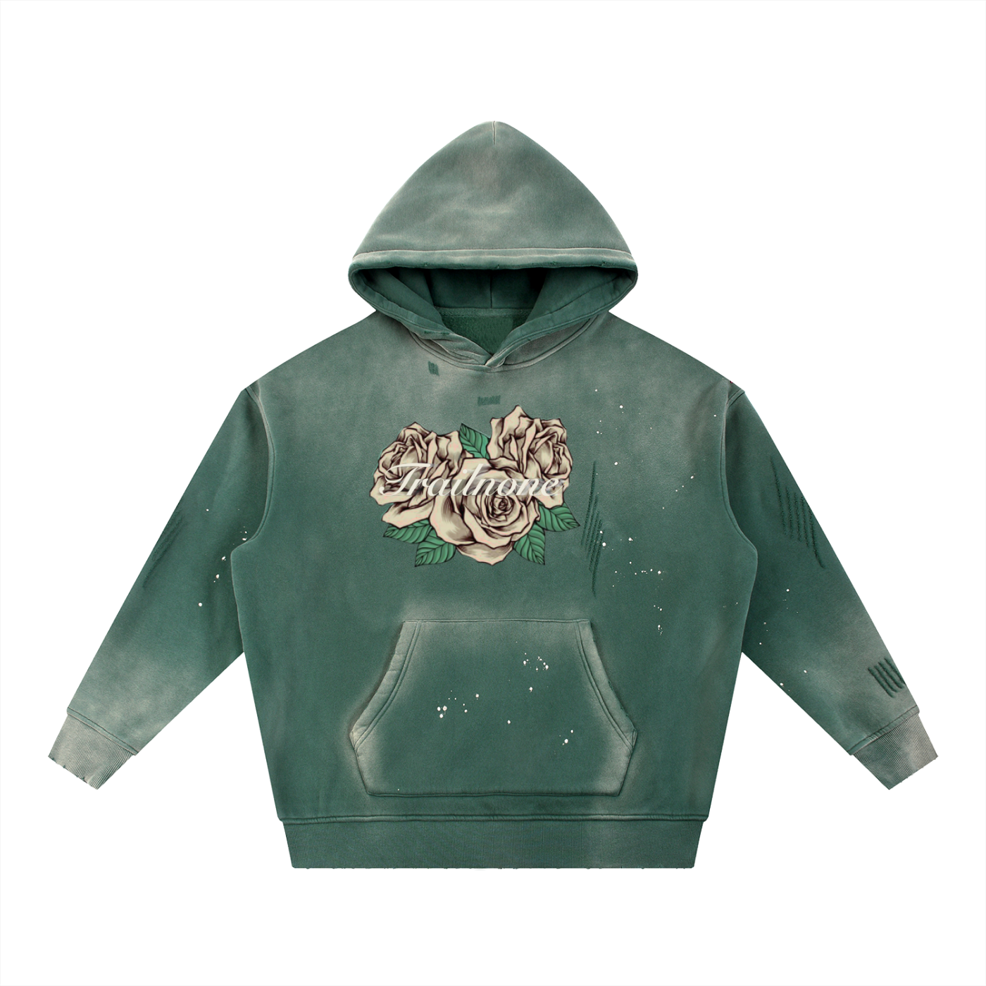 Vintage Washed Frayed Fleece Hoodie