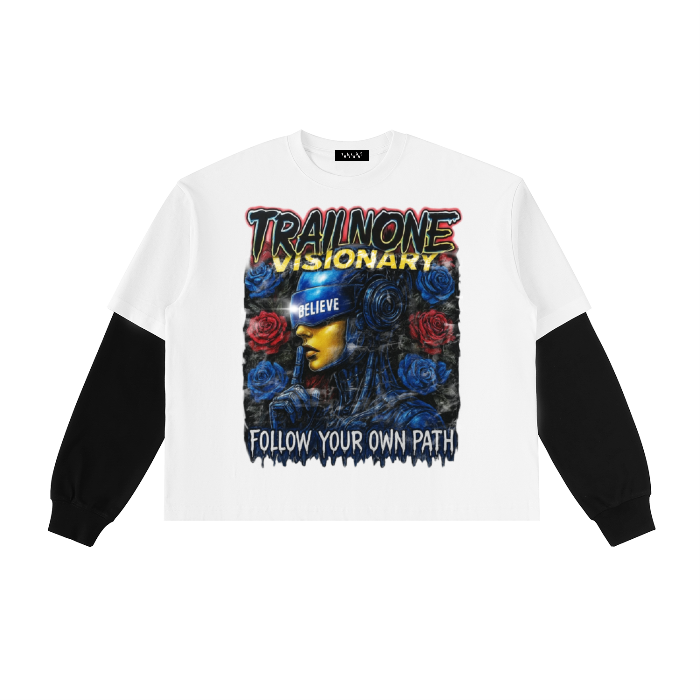 Layered Two-Tone Graphic T-Shirt